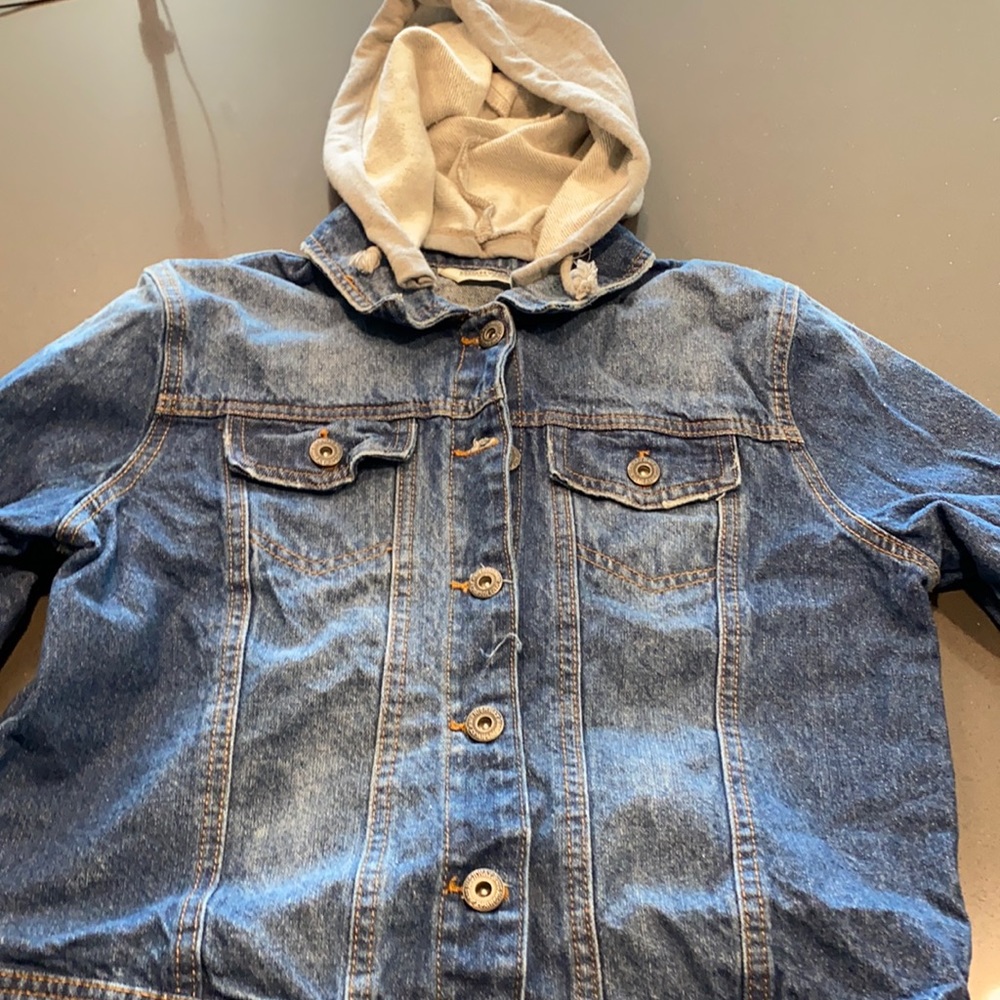 Jean jacket with a hood